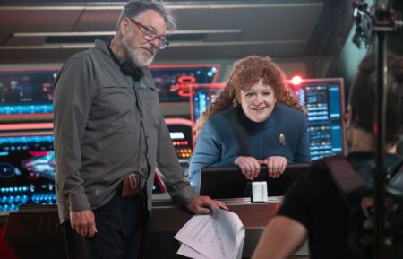 Director Jonathan Frakes and Mary Wiseman as Tilly in 'Star Trek: Discovery' Season 5 Episode 9