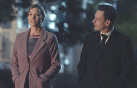 Josh Charles as Commander Wharton and Yvonne Strahovski as Serena Joy in 'The Handmaid's Tale' Season 6 Episode 4, 'Promotion'
